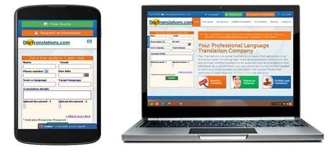 Day Translations Website and Mobile Site