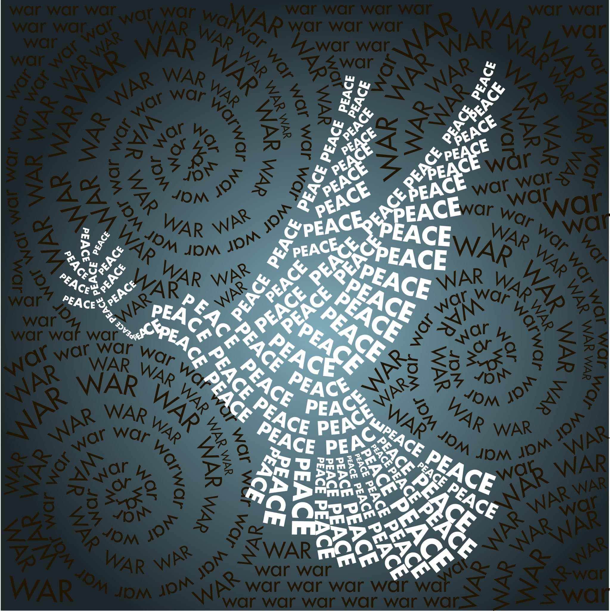 dove of peace in the words background Word War as an International Day of Peace symbol