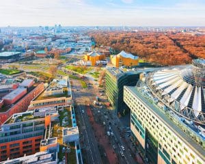 Birds eyeview of Potsdamer Platz downtown Berlin, Germany