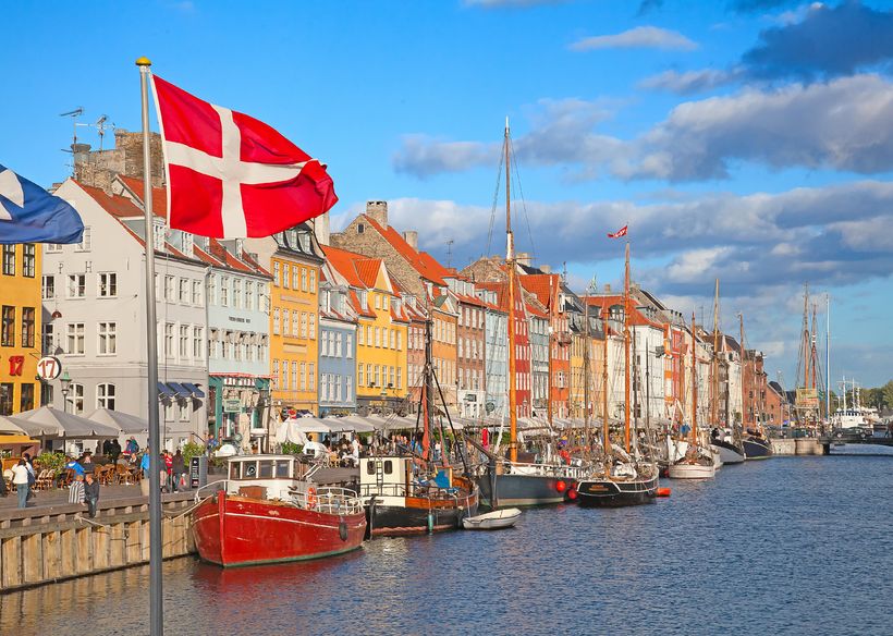 Coffee shops at the Nyhavn promenade in Copenhagen Denmark